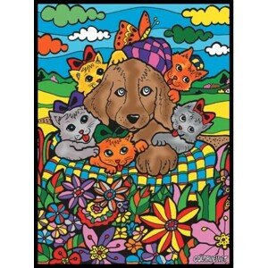 Colorvelvet zamatový obrázok Mačky a pes A4
