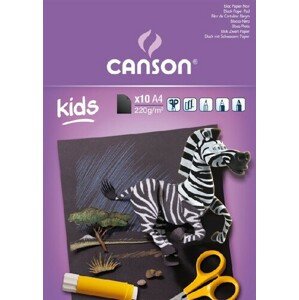 CANSON Kids čierny papier 220g, 10 listov , A4