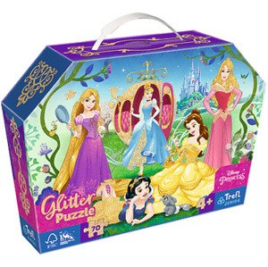 Puzzle Princezné Disney 70 glitter v kufríku Trefl