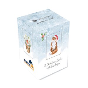 Vianočné darčekové kartičky s obálkou "Fox" Wrendale Designs, 16 ks (4x4 motivy) – vianočné zvieratká