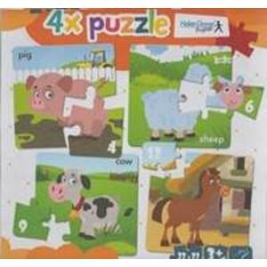 4x puzzle Pig, sheep, cow, horse - autor neuvedený
