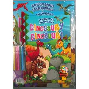 Komplet Dinosaury (2 maľovanky+2 aktivity zošity + farebné ceruzky) - autor neuvedený