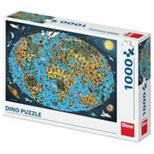 Puzzle 1000 XL Kreslená mapa světa - autor neuvedený
