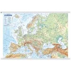 Evropa nástěnná obecně zeměpisná mapa - autor neuvedený