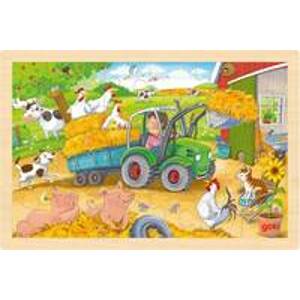 Dřevěné puzzle Malý traktor 24 dílků - autor neuvedený