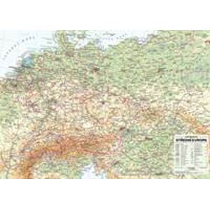 Střední Evropa nástěnná obecně zeměpisná mapa - autor neuvedený