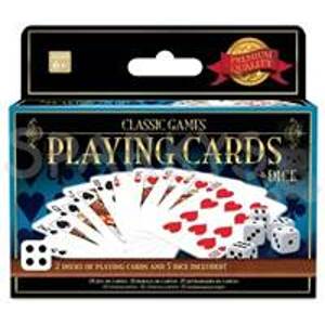Klasické hry 2 balíčky hracích karet a 5 kostek - autor neuvedený