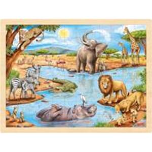 Dřevěné puzzle Africká savana 96 dílků - autor neuvedený