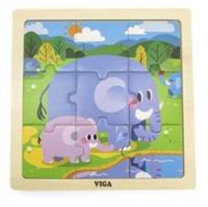 Drevené puzzle Slony 9 dielikov - autor neuvedený